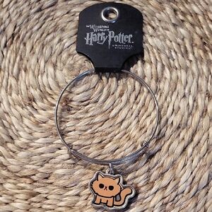 Universal Silver Bracelet with Orange Cat Charm